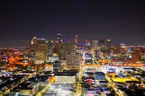 Downtown at night : houston