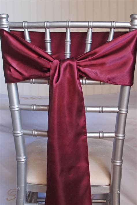 10 Burgundy Satin Chair Sashes 6x106