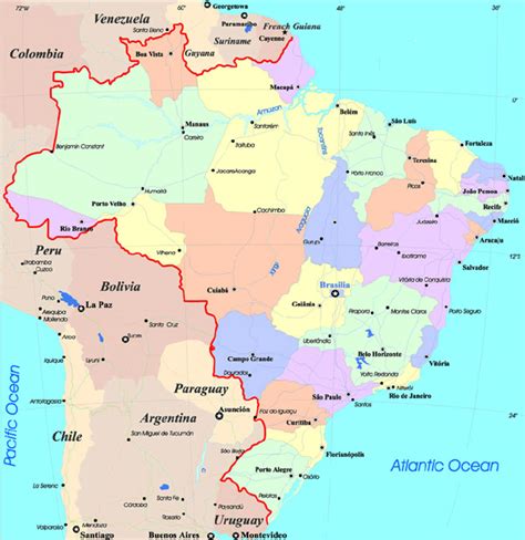 Large Detailed Administrative And Political Map Of Brazil With Cities