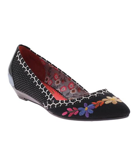 Black Floral Tiny Dancer Shoe Zulily Black Wedge Shoes Flat Shoes