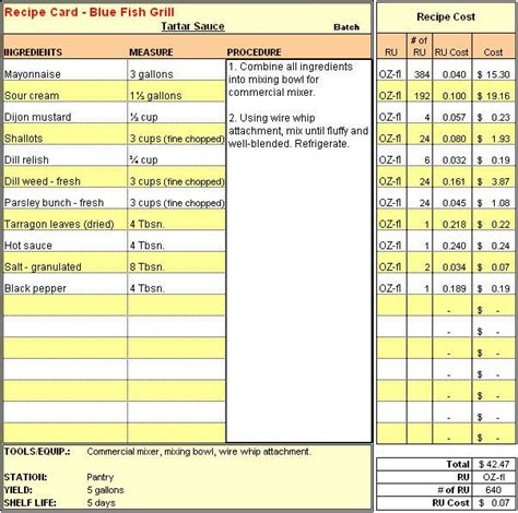Free Recipe Costing Sheet Template Pooterwee