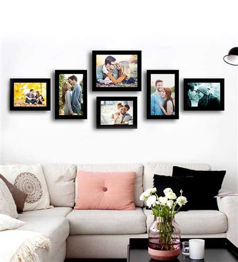 Art Street Black Fibre Wood Simple Straight Individual Wall Photo Frame   Set Of 6 Art Street Black  N2lrb7 