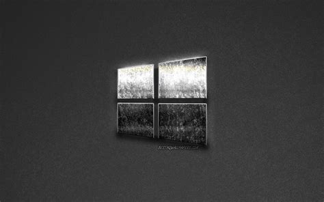 Download Wallpapers Windows 10 Logo Gray Stone Background