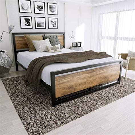 This is a durable bed frame in queen size with nine support legs as well as a central support bar. Metal Platform Bed Frame with Headboard - New Home Gift