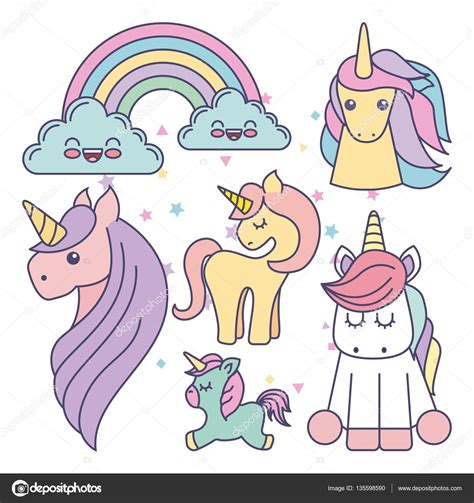 77 resultaten voor 'regenboog baby'. leuke set eenhoorns pictogram tekening — Stockvector ...