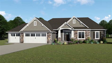 Ranch Style With 4 Bed 3 Bath 3 Car Garage Craftsman House Plans