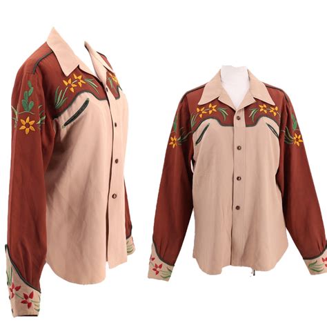 40s Western Ranchwear Mens Gabardine Shirt 44 Vintage 1940s