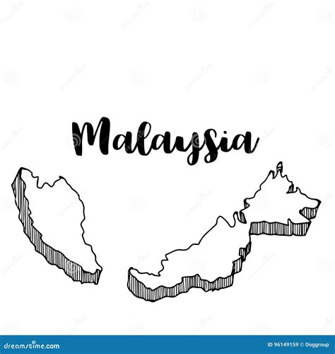 Hand Drawn Of Malaysia Map Illustration Stock Illustration