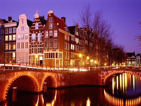 Bakgrundsbilder City Lights Amsterdam Netherlands