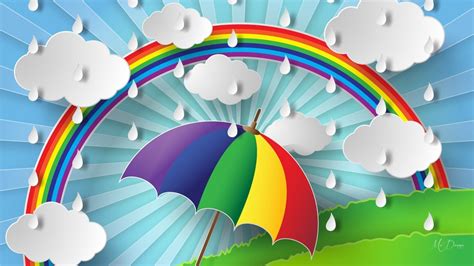 Cut Rain Umbrella Rainbow April Abstract Showers Out
