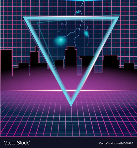 Retro Neon Background Design Triangle Royalty Free Vector