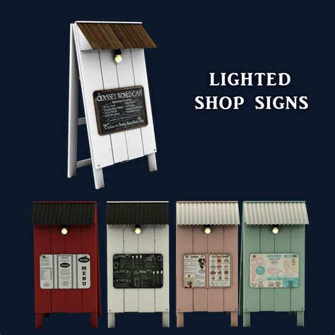 Lighted Shop Signs Sims 4 Restaurant Sims Sims 4 Cc Furniture