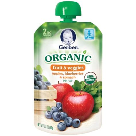Gerber 2nd Foods Organic Baby Food Apples Blueberries And Spinach 3