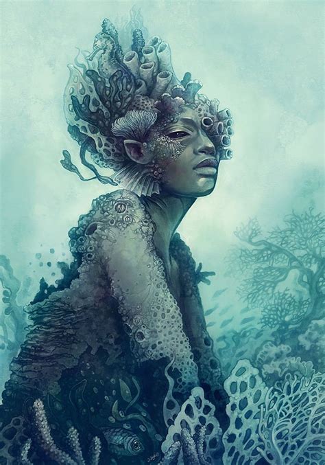 Sereia Digital Painting By Sylvia Strijk Fantasy Artwork Coral