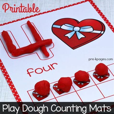 Valentine Play Dough Counting Mats Pre K Pages Math Valentines