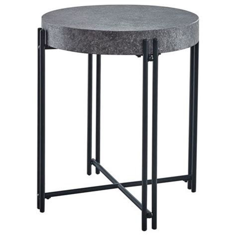 Steve Silver Morgan Contemporary Round End Table With Faux Concrete Top