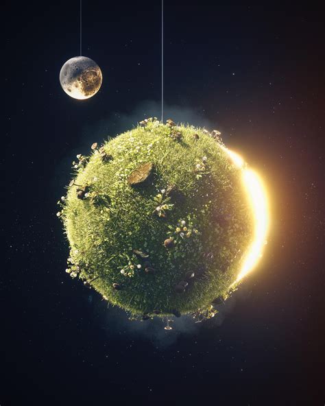 A Tiny Planet And Its Moon Rcinema4d