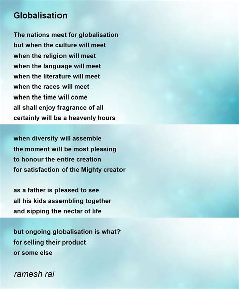 Globalisation Globalisation Poem By Ramesh Rai