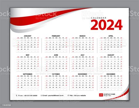 Ilustración De Calendario 2024 Calendario Simple Escritorio Semana