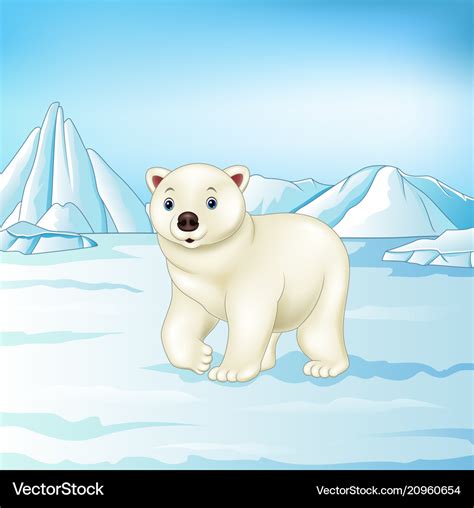 Cartoon Polar Bear On Arctic Tundra Royalty Free Vector
