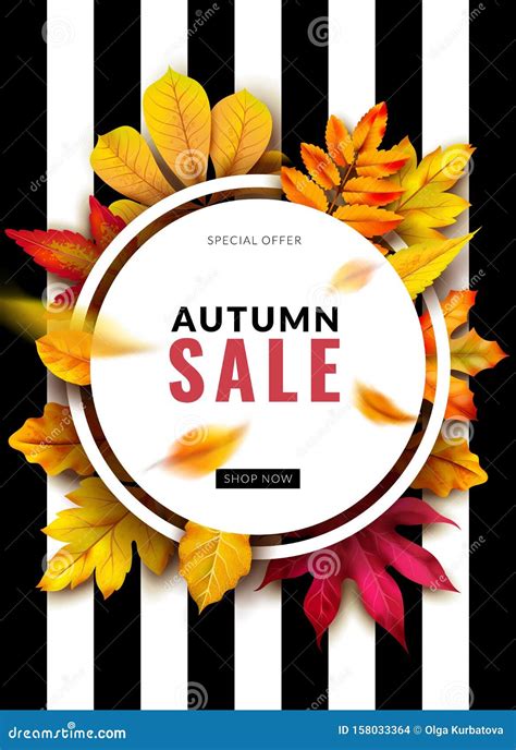 Fall Sale Seasonal Autumn Promotion Design With Red And Yellow 3d