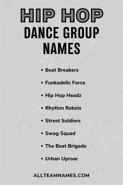 271 Dynamic Group Names For Dance Teams