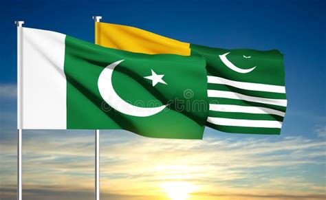 Pakistan And Kashmir Flags On The Sky Stock Vector Illustration Of