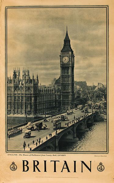 Britain Original Travel Poster Big Ben Photo David Pollack Vintage