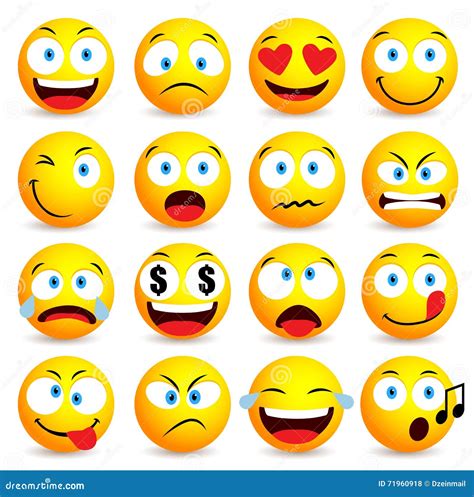 Smiley Face And Emoticon Simple Set With Facial Expressions Stock