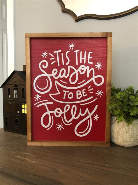 Tis The Season To Be Jolly Christmas Wood Sign Home Decor Etsy