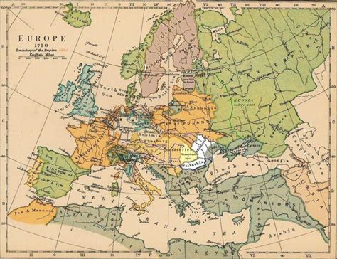 Historical Map Of Europe At 1750 Europe Map Historical Maps Map