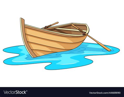 Wooden Boat Cartoon Royalty Free Vector Image Vectorstock