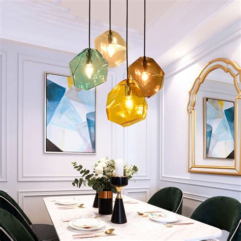 Modern Glass Pendant Lights Handing Lamps Multi Color Nordic Hanging
