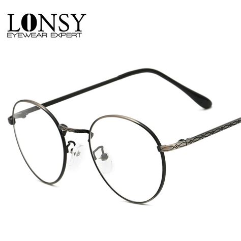 Lonsy 2016 Vintage Round Silver Eyeglass Frame For Women Men Retro