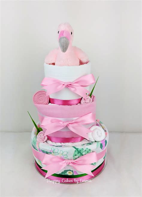Gifts made personal by you, made unforgettable by us. Nappy Cakes by Emma - Baby Girl Tropical Flamingo Nappy ...