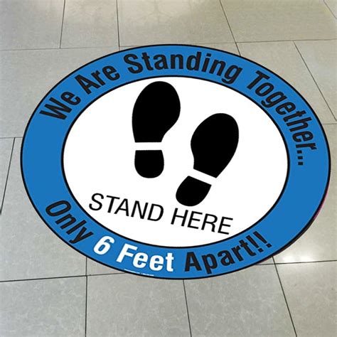 Ground Sign Distancing Wait Here Stand Here Keep 6ft In Between