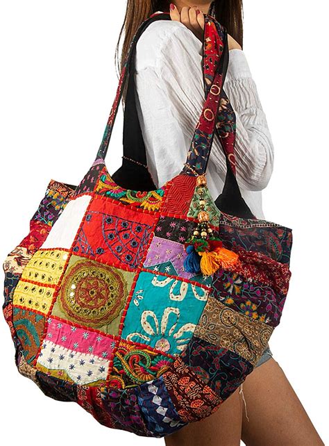 Floral Embroidered Boho Tote Shoulder Bag Large Fashion Beach Women