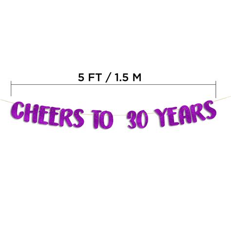 Cheers To 30 Years Purple Glitter Banner 30th Anniversary Etsy