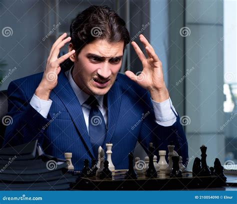 Businessman Playing Chess In Strategy Concept Stock Photo Image Of