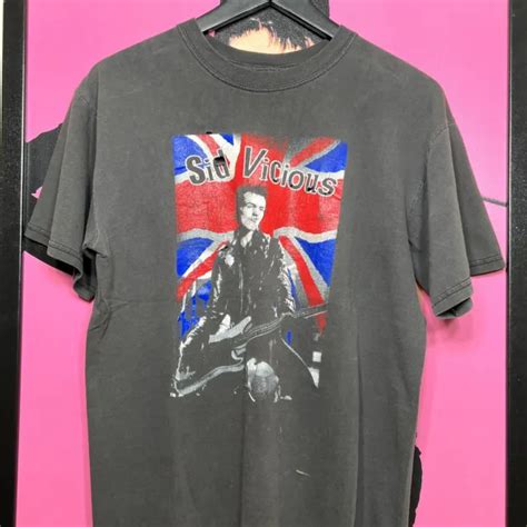 Vintage 90s Sid Vicious Sex Pistols Punk Band T Shirt Size L Faded