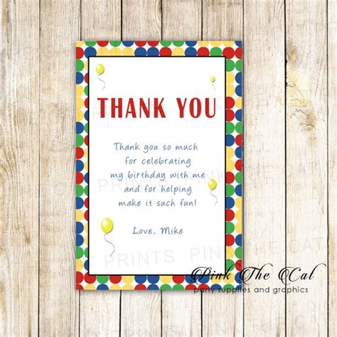 Kids Birthday Thank You Card Boy Birthday Thank You Note With