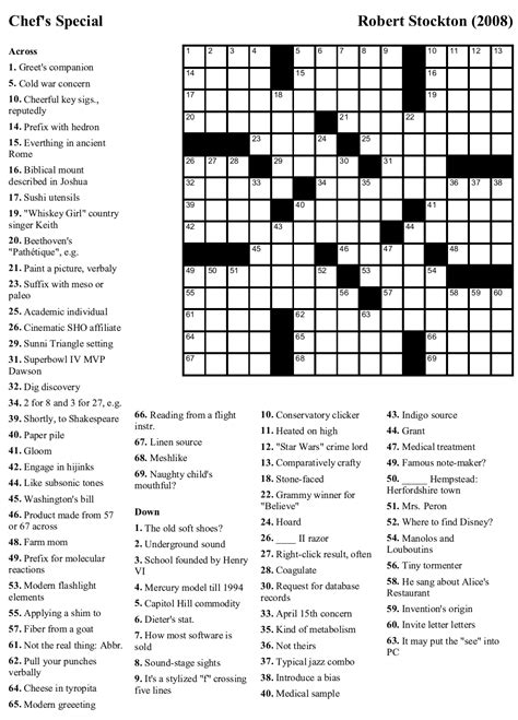 New York Times Crossword Puzzle Printable Printable Crossword Puzzles