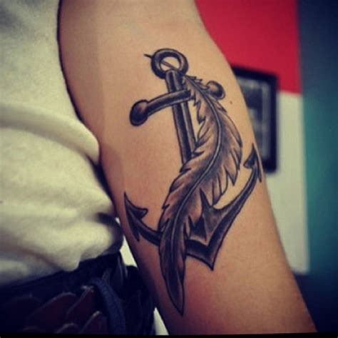 Anchor Feather Arm Black Tattoo Uncategorized Tattoos Best Tats