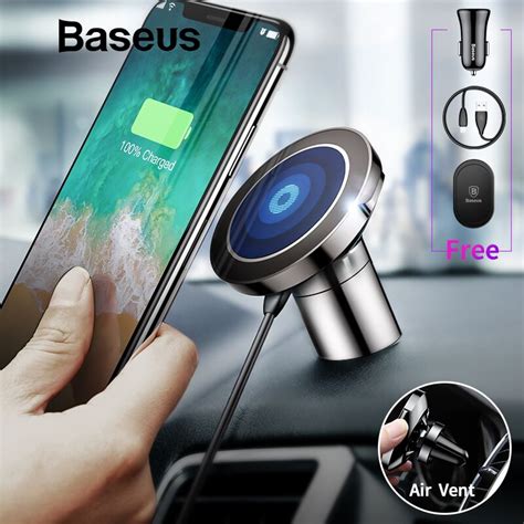 Baseus Qi Wireless Charger Magnetic Car Phone Holder For Iphone Xs
