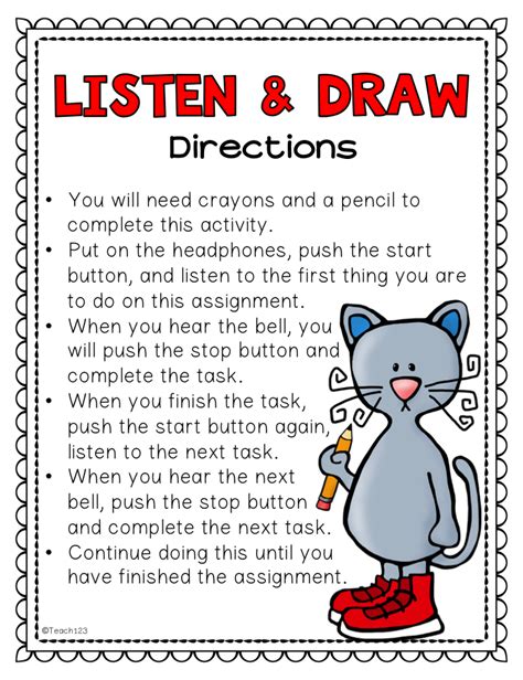 Listening Skills Listen And Draw Esl Sub Plans Inside Recess Rt