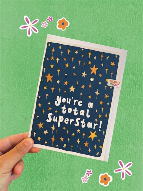 Total Superstar Congratulation Well Done Card Hand Etsy