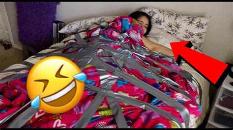 duct tape prank on sleeping girlfriend she goes off youtube