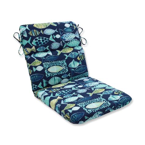 Aqua Blue And Green Nautical Outdoor Patio Rounded Chair Cushion