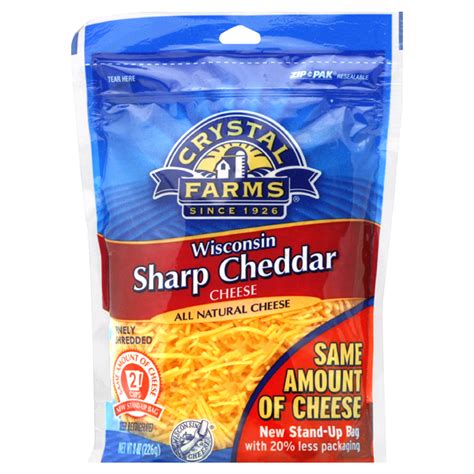 Crystal Farms Wisconsin Sharp Cheddar Cheese Oz Shredded Cheese