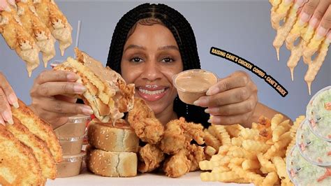 raising cane s chicken fingers box combo and cane s sauce mukbang female foodie asmr